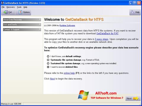 截圖 GetDataBack Windows 7