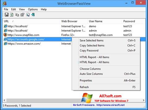 截圖 WebBrowserPassView Windows 7