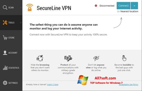 截圖 Avast SecureLine VPN Windows 7