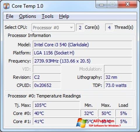 截圖 Core Temp Windows 7