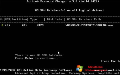 截圖 Active Password Changer Windows 7