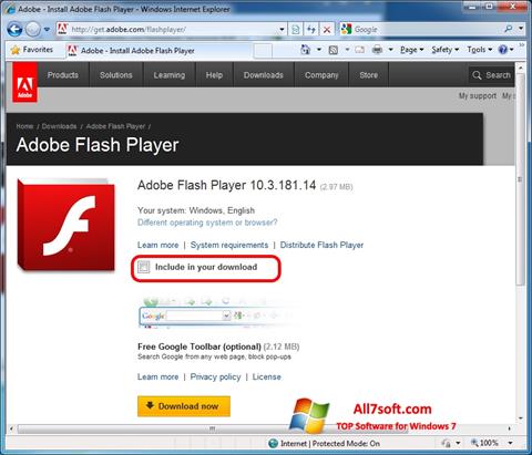 截圖 Adobe Flash Player Windows 7