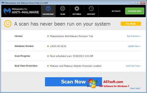 截圖 Malwarebytes Anti-Malware Free Windows 7