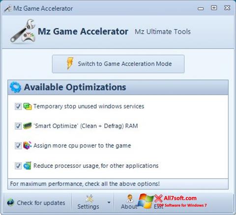 截圖 Mz Game Accelerator Windows 7