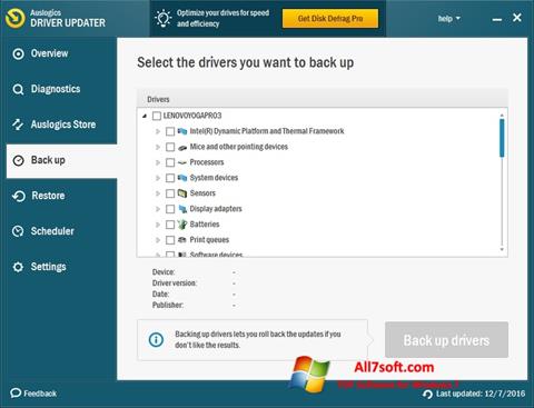 截圖 Auslogics Driver Updater Windows 7